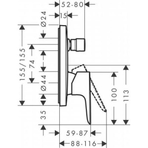 Смеситель для ванны Hansgrohe Talis E 71474000, хром