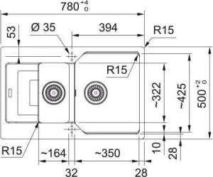 Кухонная раковина Franke Urban UBG 651-78 114.0697.748, матовый черный / черный слив