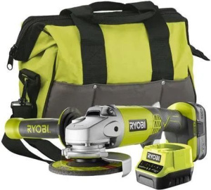 Аккумуляторная Угловая шлифовальная машина Ryobi R18Ag-140s с АКБ и ЗУ, сумка