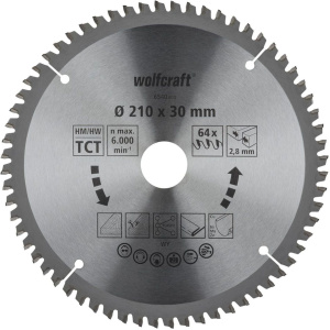 Пильный диск для торцовочной пилы Wolfcraft WF6540000, 210x30/20x2.8 мм, HM