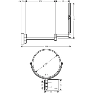 Косметическое зеркало Hansgrohe AddStoris 41791340, черный матовый хром