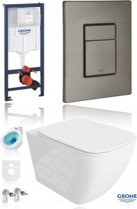 Комплект инсталляции Grohe унитаз + кнопка смыва, графитовый матовый