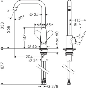 Кухонный смеситель Hansgrohe Focus E2 черный матовый 31820670