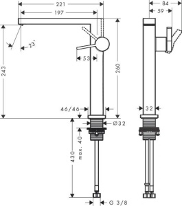 Смеситель для раковины Hansgrohe Tecturis E 240 Finie Coolstart 73072670 матовый черный