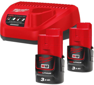 Комплект аккумуляторов и зарядного устройства Milwaukee M12 NRG-302 4933451902 2х3,0 Ач с АКБ и ЗУ