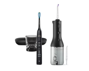 Набор: зубная щетка и ирригатор Philips Sonicare DiamondClean 9000 HX3866/43, черный