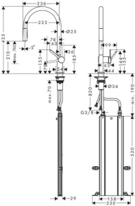 Смеситель для кухни Hansgrohe Talis 210 72801670, матовый черный