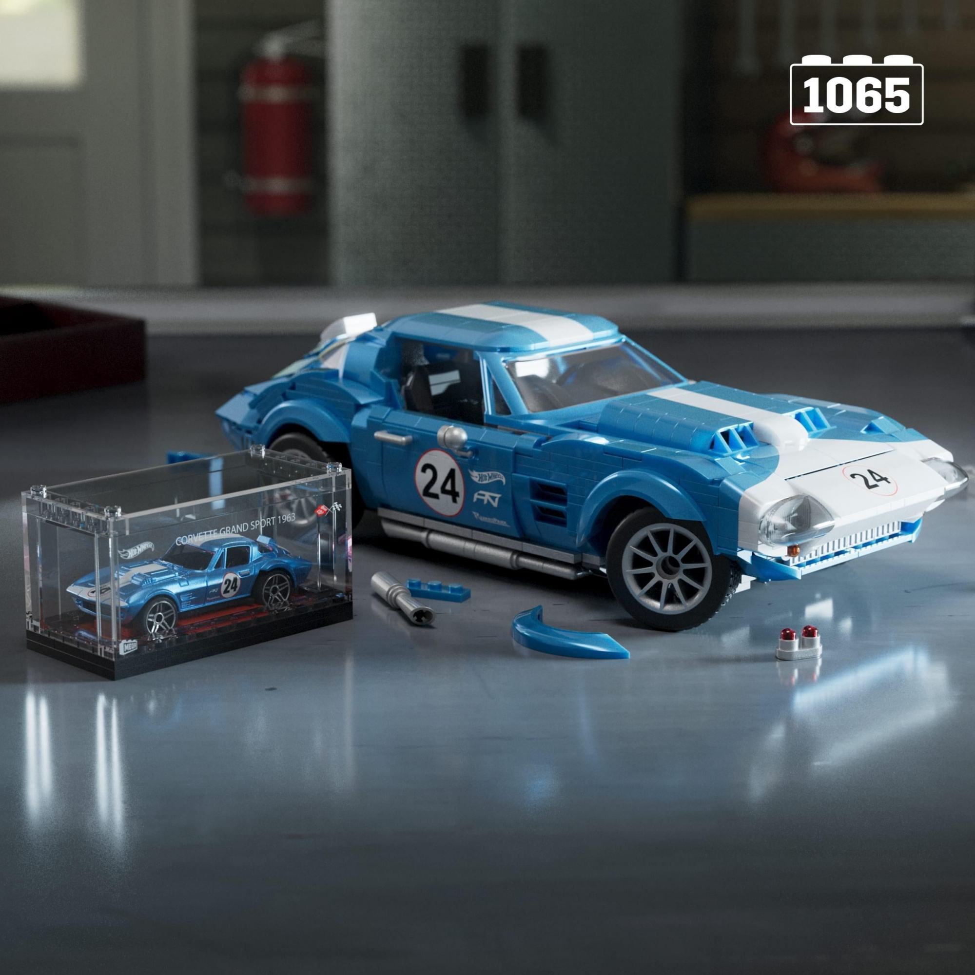 Конструктор MEGA Hot Wheels Corvette Grand Sport 1963 Коллекционная модель HWW23