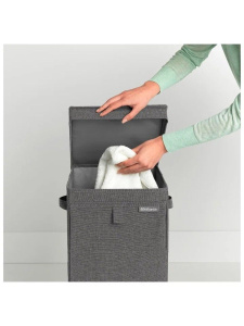Корзина для белья Brabantia 120442 / 120466 с крышкой, 50х32х44.5 см, серо-черный