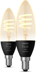 Комплект из 2 умных ламп Philips Hue White Ambiance Filament E14 929003145202
