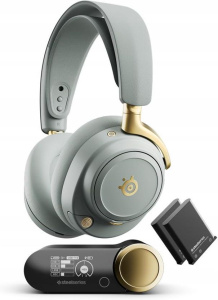 Беспроводные накладные наушники Steelseries Arctis Nova Elite, серо-золотистые