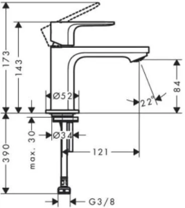 Смеситель для раковины Hansgrohe Rebris S 72503670, матовый черный
