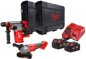Набор аккумуляторных инструментов Milwaukee M18 BLPP2G-502X 4933498575 2х5,0 Ач в кейсе HD Box с АКБ и ЗУ