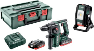 Набор аккумуляторных инструментов Metabo KH 18 LTX BL 24 Q и BSA 12-18 LED 2000 с 2 АКБ