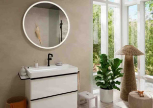 Однорычажный напольный смеситель для раковины Hansgrohe Tecturis S 210 Finie Coolstart Push-Open 73360670, матовый черный