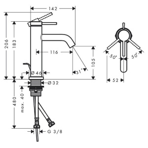 Смеситель для ванны Hansgrohe Tecturis S 73305000, хром