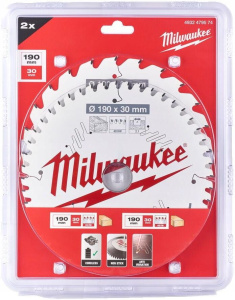 Набор пильных дисков Milwaukee 190х 24T 2 шт 4932479574 30мм