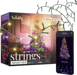 Гирлянда Twinkly Strings HD 700 LED RGBW IP44, 38,5 м, TWS700SPPGEU, зеленый кабель, вилка F (EU)