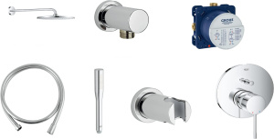 Душевой комплект Grohe со скрытым сливом исмесителем Essence 24058001+35600000+26558000+27057000+27074000+27400000+28364000, 7 в 1