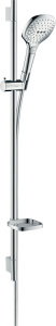 Душевой набор Hansgrohe Raindance Select E 120 с душевой штангой Unica S Puro 90см 26621400, хром / белый