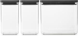 Набор контейнеров для хранения Brabantia Tasty+ 230707, 2 × 1,6 л + 3,5 л, 3 предмета, тёмно-серый