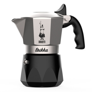 Гейзерная кофеварка Bialetti New Brikka, серебристо-черная