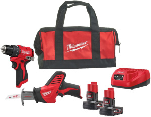 Набор аккумуляторных инструментов Milwaukee M12 BLPP2A-402B M12 BLDDRC + C12 HZ 4933499692 2х4,0 Ач в сумке с АКБ и ЗУ