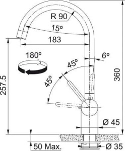 Кухонный кран Franke Atlas Neo J 115.0590.046, нержавеющая сталь
