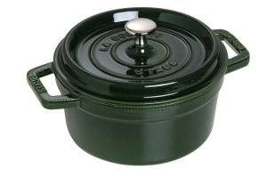 Чугунная круглая кастрюля Staub 26 см, базиликовая с паровой вставкой ST1133885
