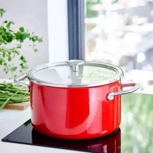 Кастрюля эмалированная KitchenAid Enamel 6 л 24 см красный