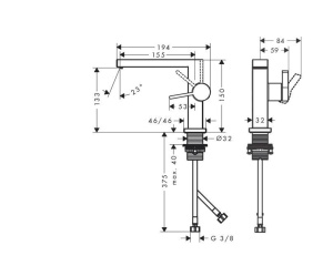 Смеситель для раковины Hansgrohe Tecturis E 73024000, хром