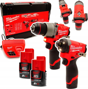 Набор аккумуляторных инструментов Milwaukee M12 FPP2A2-402X 4933480587 2х4,0 Ач в кейсе HD Box с АКБ и ЗУ