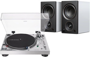 Стереокомплект Audio-Technica AT-LP120X + PSB Speakers AM3 серебристый, белый