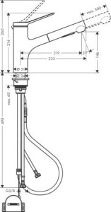 Кухонный смеситель Hansgrohe Zesis M33 150 2Jet Sbox Lite 74803670 Матовый Черный