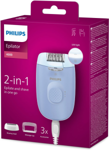 Электрический эпилятор Philips Series 4000 BRE247/00, синий