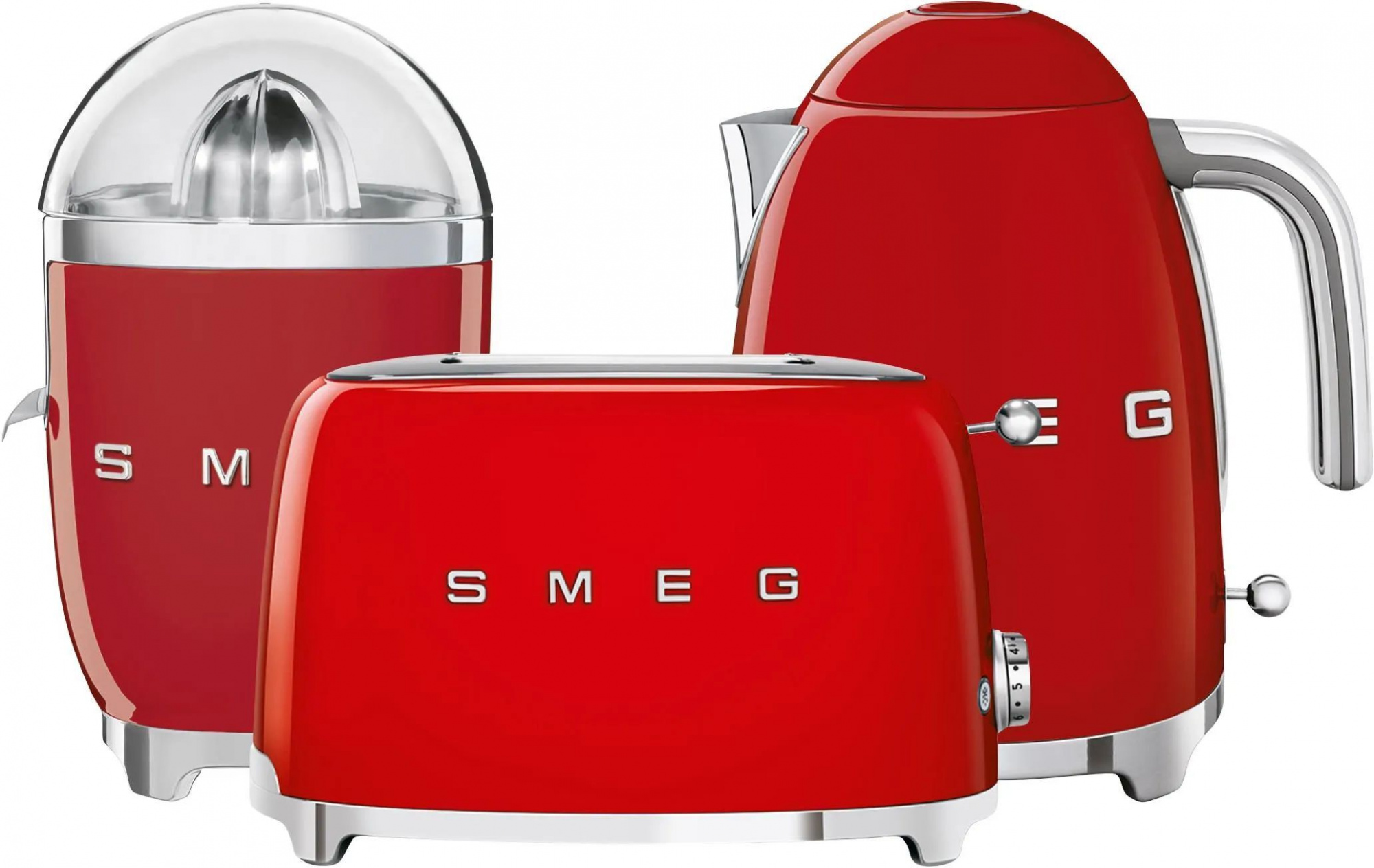 Набор тостер+чайник+соковыжималка SMEG TSF01RDEU