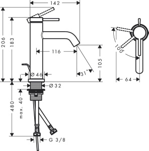 Смеситель для раковины Hansgrohe Tecturis S 73318700 Матовый Белый