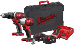Набор аккумуляторных инструментов Milwaukee M18 BPP2C-402C 4933443552 2х4,0 Ач в кейсе с АКБ и ЗУ
