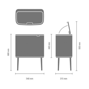 Мусорный бак Brabantia Bo Touch Bin, 36л, чёрный матовый 315824