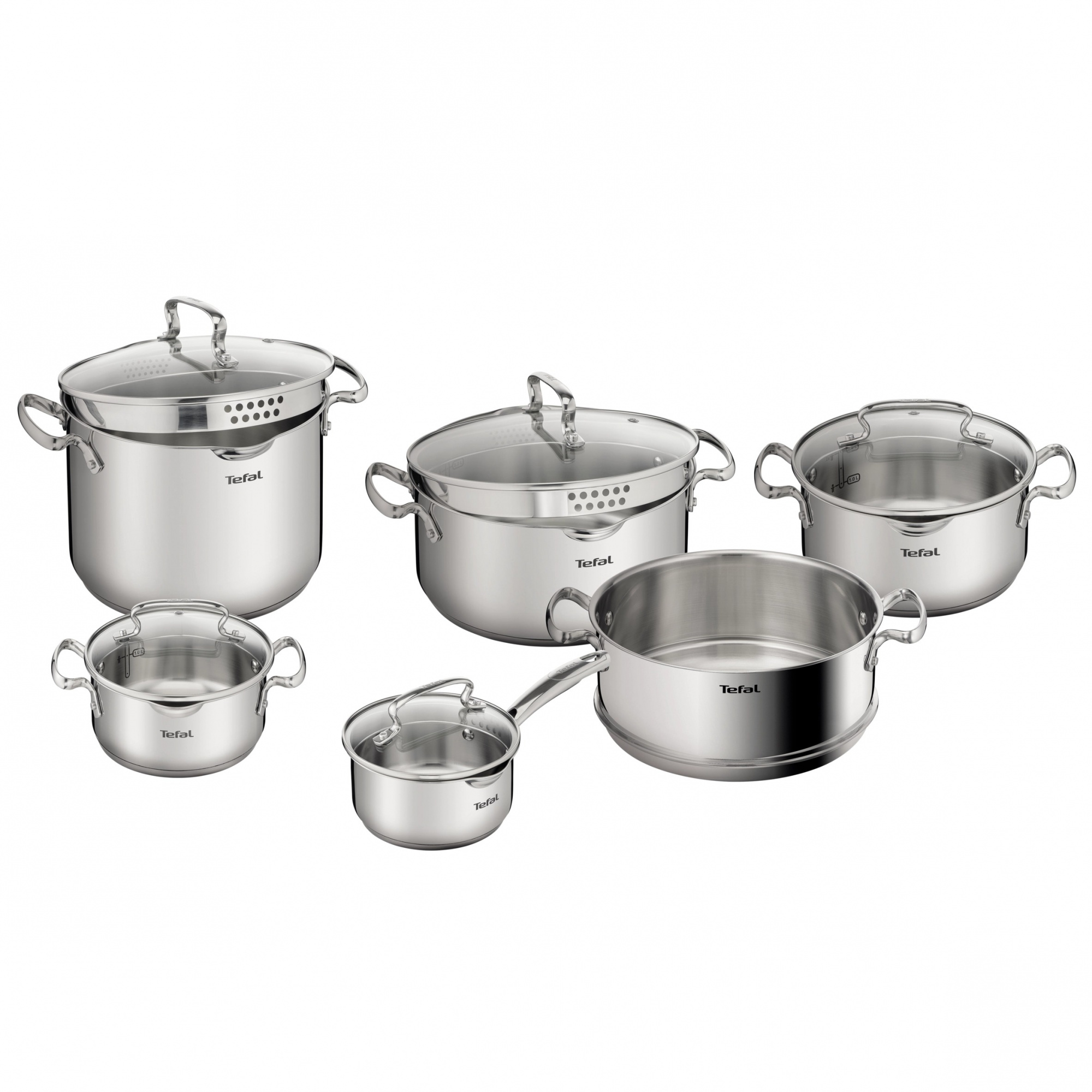 Набор кастрюль TEFAL Duetto+SS G719SB55 (11 предметов с корзиной для приготовления на пару)