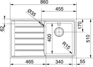 Кухонная раковина Franke Neptune Plus NPX 611 101.0068.368, левая, стальная, серебро