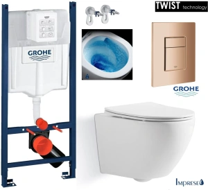 Комплект инсталляции Grohe унитаз Imprese Tornado + кнопка смыва, медный глянцевый