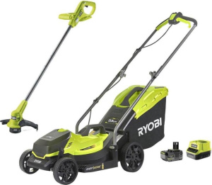 Набор аккумуляторных садовых инструментов RYOBI OLM1833LT23A-140 газонокосилка и триммер с АКБ и ЗУ