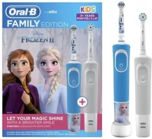 Детская электрическая зубная щётка Oral-B Kids Frozen D100 синий, с зарядной станцией