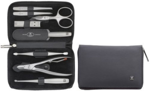 Дорожный маникюрный набор из 8 предметов с чехлом из кожи Zwilling Twinox 97103-004-3 черный