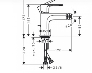 Смеситель для биде Hansgrohe Rebris S 72212670 Черный Матовый