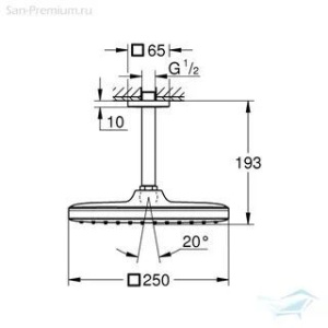 Комплект верхнего душа Grohe Tempesta 250мм Cube 26683000, хром