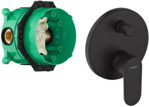 Смеситель для ванны Hansgrohe Vernis Blend 71466670 + 01800180, матовый черный
