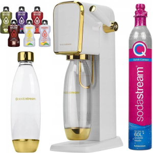 Комплект: Сифон Sodastream Saturator Art (Белое золото) Одна бутылка 1л + сироп Болеро