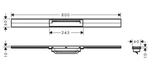 Внешний сливной элемент Hansgrohe Raindrain Flex, 80 см, напольный, черный, матовый хром, 56044340